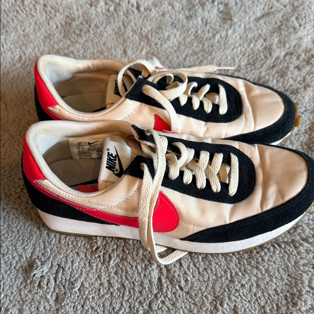 Nike Cream and Red Retro Sneakers